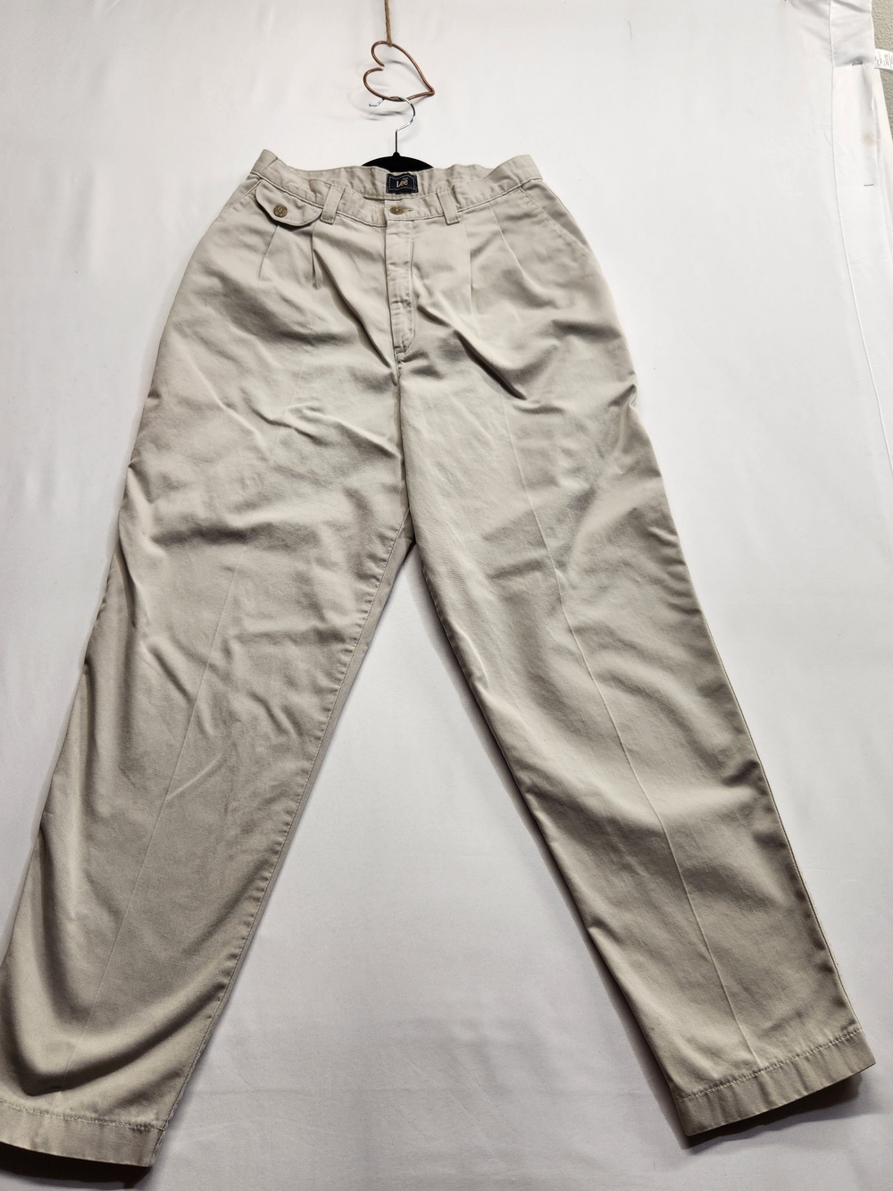 ⭐️Vintage 90s LEE Casuals High Rise Pleated Khaki Chino Pants Cream Size 12 M